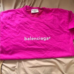 Balenciaga Fuchsia Tee with Logo